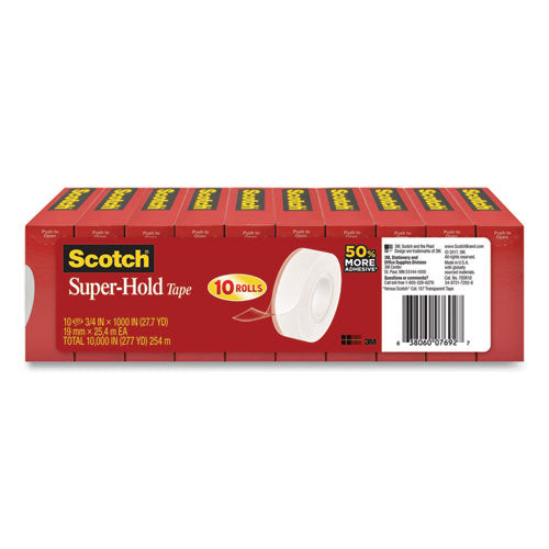 Super-Hold Tape Refill, 1" Core, 0.75" x 27.77 yds, Crystal Clear, 10 Rolls/Pack-(MMM700K10)