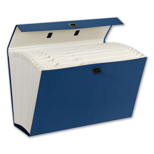 Expanding File Box, 16.63" Expansion, 19 Sections, Twist-Lock Latch Closure, 2/5-Cut Tabs, Legal Size, Blue-(SMD70806)