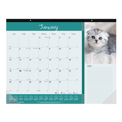 Pets Collection Monthly Desk Pad, Furry Kittens Photography, 22 x 17, White Sheets, Black Binding, 12-Month (Jan-Dec): 2023-(REDC194115)