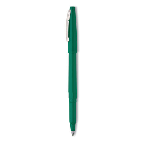 Rolling Writer Roller Ball Pen, Stick, Medium 0.8 mm, Green Ink, Green Barrel, Dozen-(PENR100D)
