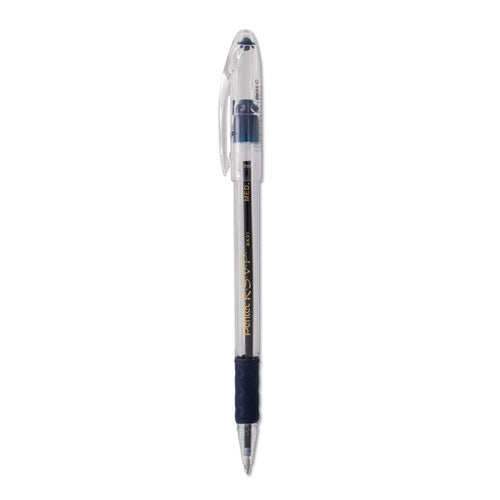 R.S.V.P. Ballpoint Pen, Stick, Medium 1 mm, Blue Ink, Clear/Blue Barrel, Dozen-(PENBK91C)