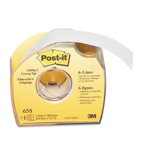 Labeling and Cover-Up Tape, Non-Refillable, Clear Applicator, 1" x 700"-(MMM658)
