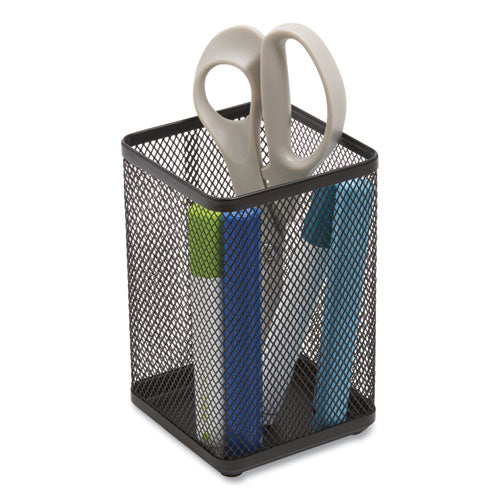 Wire Mesh Jumbo Pencil Holder, 4.33 x 4.33 x 6.69, Black-(TUD24402485)