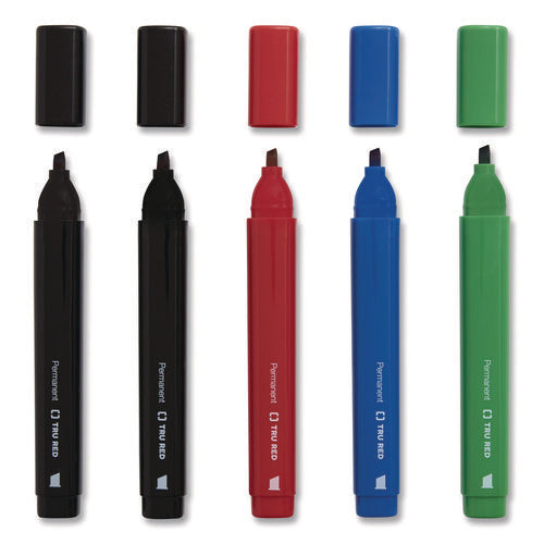 Permanent Marker, Tank-Style, Medium Chisel Tip, Assorted Colors, 5/Pack-(TUD24376611)