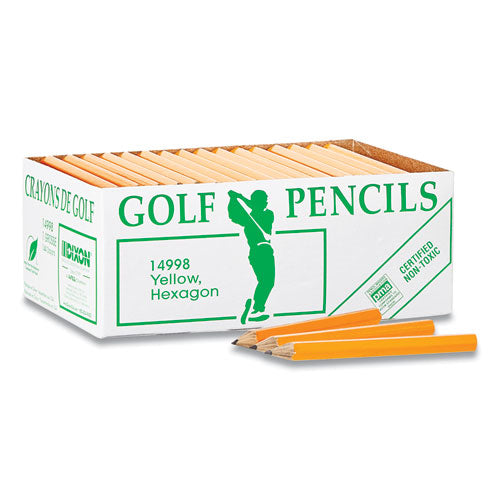 Golf Wooden Pencils, 2.2 mm, HB (#2), Black Lead, Yellow Barrel, 144/Box-(DIX14998)
