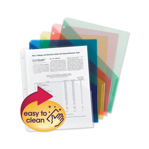 Organized Up Poly Slash Jackets, 2-Sections, Letter Size, Assorted Colors, 5/Pack-(SMD89505)