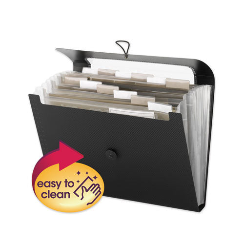 Step Index Organizer, 12 Sections, Cord/Hook Closure, 1/6-Cut Tabs, Letter Size, Black-(SMD70901)