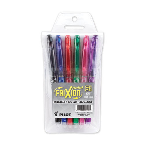 FriXion Ball Erasable Gel Pen, Stick, Extra-Fine 0.5 mm, Assorted Ink and Barrel Colors, 6/Pack-(PIL46524)