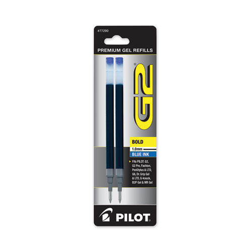 Refill for Pilot G2 Gel Ink Pens, Bold Conical Tip, Blue Ink, 2/Pack-(PIL77290PK)