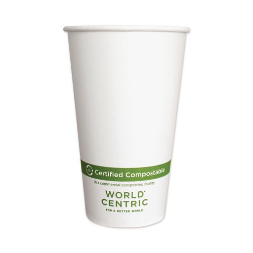 Paper Hot Cups, 16 oz, White, 1,000/Carton-(WORCUPA16)