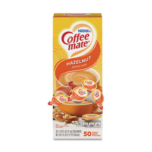 Liquid Coffee Creamer, Hazelnut, 0.38 oz Mini Cups, 50/Box-(NES35180BX)