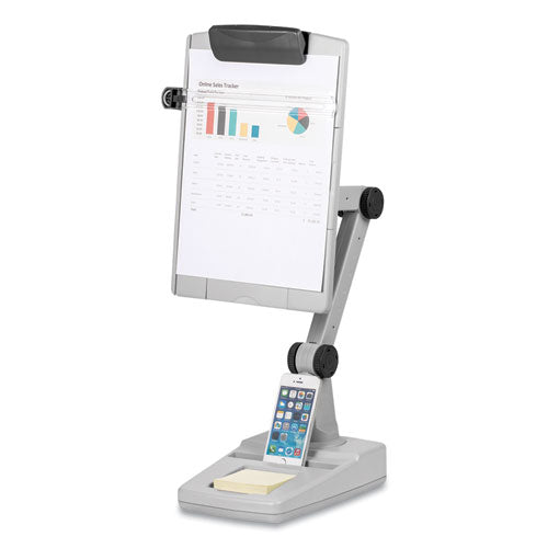 Flex Arm Weighted Base Copyholder,150 Sheet Capacity, Plastic, Platinum/Graphite-(FEL21128)