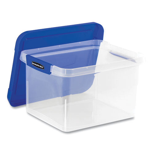 Heavy Duty Plastic File Storage, Letter/Legal Files, 14" x 17.38" x 10.5", Clear/Blue, 2/Pack-(FEL0086202)