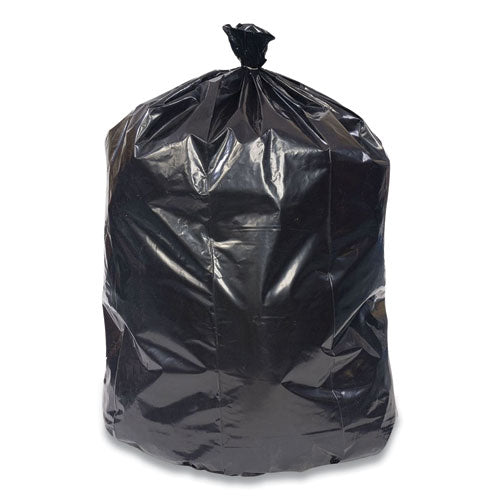 Reprocessed Resin Can Liners, 56 gal, 1.5 mil, 43" x 46", Black, 25 Bags/Roll, 4 Rolls/Carton-(CWZ420459)