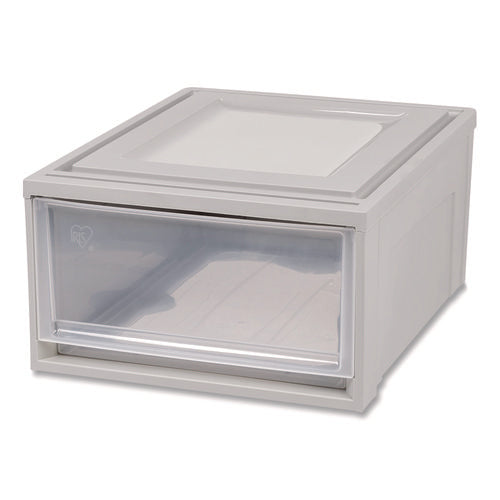 Stackable Storage Drawer, 7.75 gal, 15.75" x 19.62" x 9", Gray/Translucent Frost-(IRS170473)