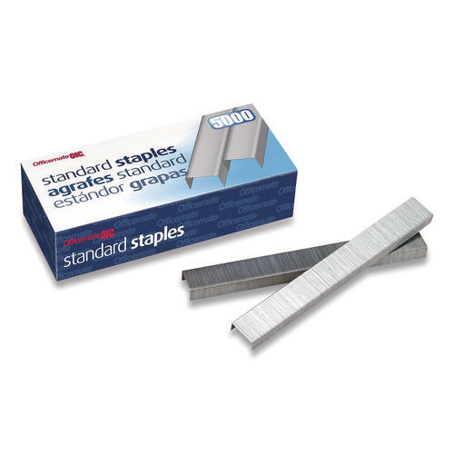 Standard Staples, 0.25" Leg, 0.5" Crown, Steel, 5,000/Box-(OIC91900)