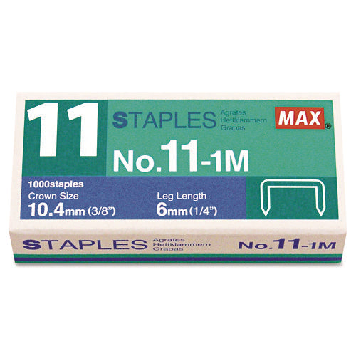 No. 11 Mini Staples, 0.25" Leg, 0.38" Crown, Steel, 1,000/Box-(MXBNO111M)