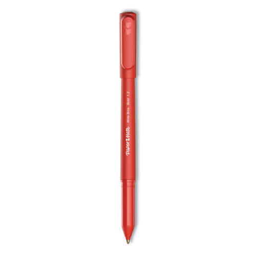 Write Bros. Ballpoint Pen, Stick, Bold 1.2 mm, Red Ink, Red Barrel, Dozen-(PAP2124521)