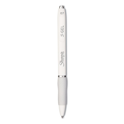 S-Gel Fashion Barrel Gel Pen, Retractable, Medium 0.7 mm, Black Ink, Pearl White Barrel, Dozen-(SAN2126236)