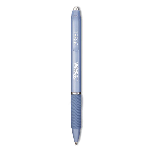 S-Gel Fashion Barrel Gel Pen, Retractable, Medium 0.7 mm, Black Ink, Frost Blue Barrel, Dozen-(SAN2126232)
