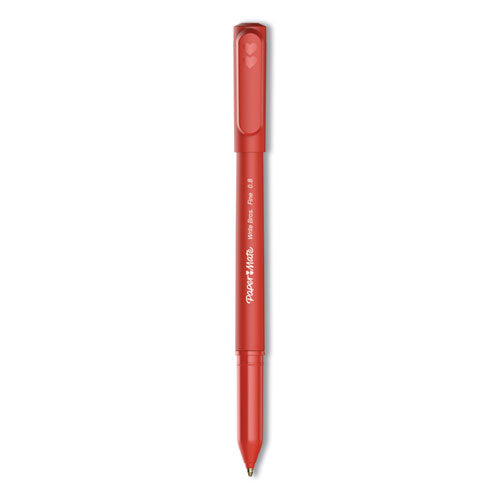 Write Bros. Ballpoint Pen, Stick, Fine 0.8 mm, Red Ink, Red Barrel, Dozen-(PAP2124517)
