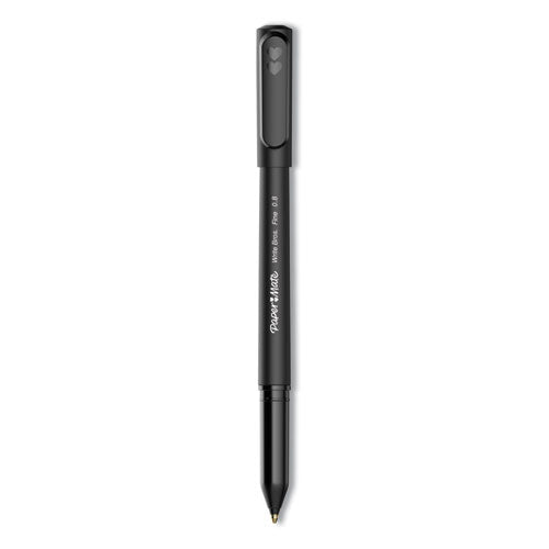 Write Bros. Ballpoint Pen, Stick, Fine 0.8 mm, Black Ink, Black Barrel, Dozen-(PAP2124515)