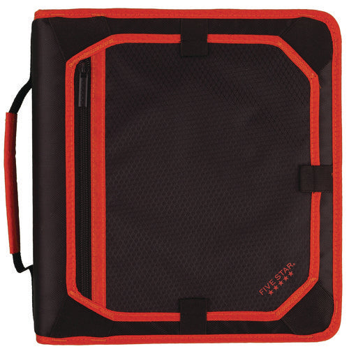 Zipper Binder, 3 Rings, 2" Capacity, 11 x 8.5, Black/Red Accents-(FVS29052CE8)