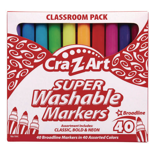Super Washable Markers, Broad Bullet Tip, Assorted Colors, 40/Set-(CZA740106)