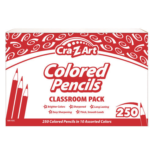 Colored Pencils Classpack, 10 Assorted Lead/Barrel Colors, 10 Pencils/Set, 25 Sets/Carton-(CZA740011)