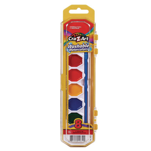 Washable Watercolors, 8 Assorted Colors, Palette Tray-(CZA1065172)
