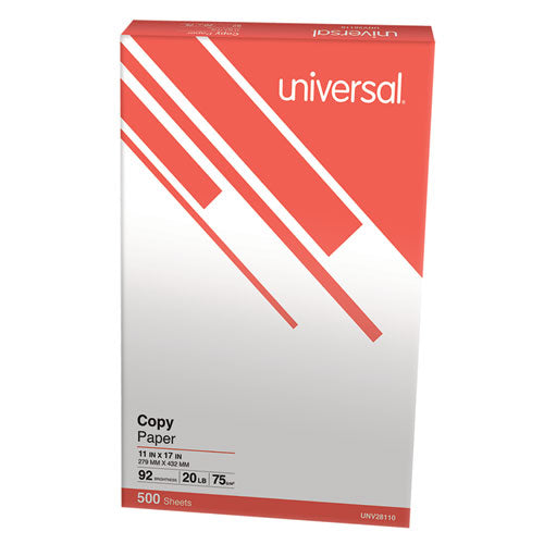 Copy Paper, 92 Bright, 20 lb Bond Weight, 11 x 17, White, 500 Sheets/Ream-(UNV28110RM)