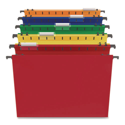 Plastic Hanging File Pockets, 1 Section, Letter Size, 1/5-Cut Tabs, Assorted Colors, 5/Pack-(TUD706811)