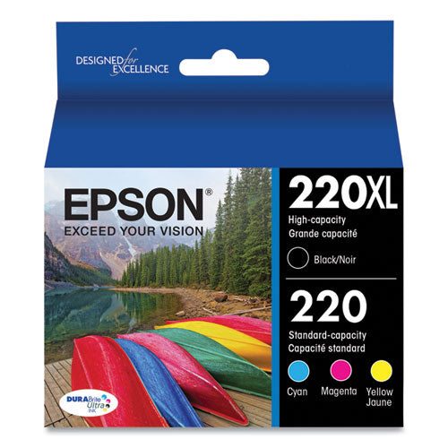 T220XL-BCS (220XL) DURABrite Ultra High-Yield Ink, 175/165 Page-Yield, Black/Cyan/Magenta/Yellow-(EPST220XLBCS)