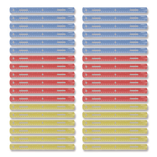 Plastic Ruler, Standard/Metric, 12" (30 cm) Long, Assorted Translucent Colors-(ACM17722)