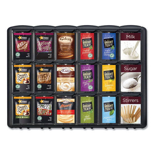 Merchandiser, For FLAVIA Freshpacks, 6 Compartments, 21.25 x 17 x 16.5, Black-(MRS9179)