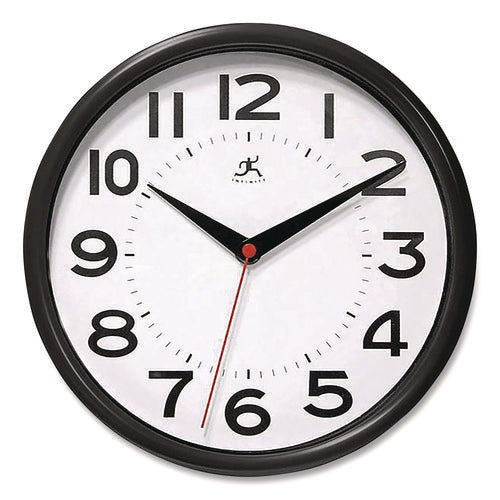 Metro Wall Clock, 9" Diameter, Black Case, 1 AA (sold separately)-(IFM14220BK3364)
