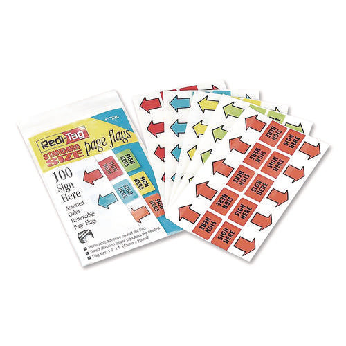 Removable Sign Here Flags, Assorted Colors, 100/Pack-(RTG77830)