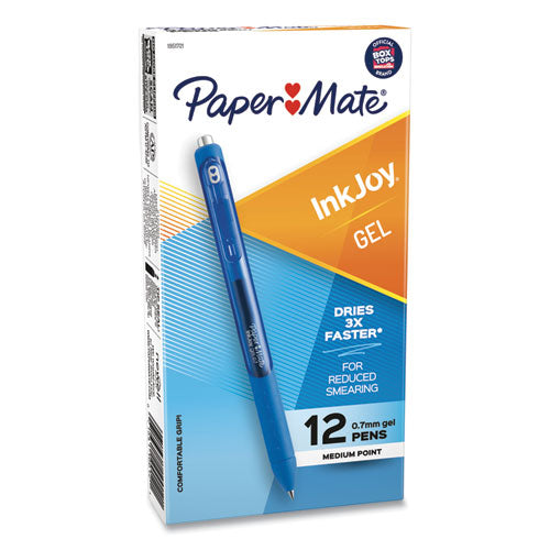InkJoy Gel Pen, Retractable, Medium 0.7 mm, Blue Ink, Blue Barrel, Dozen-(PAP1951721)