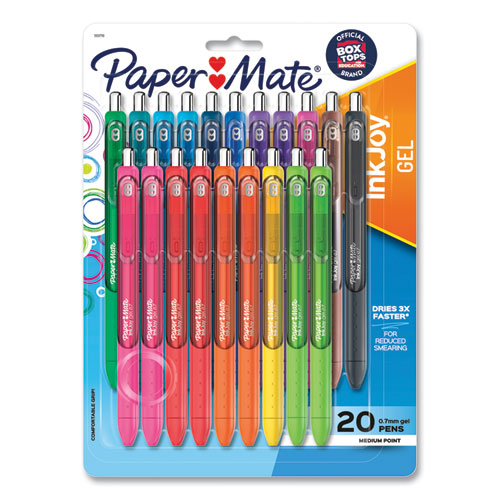 InkJoy Gel Pen, Retractable, Medium 0.7 mm, Assorted Ink and Barrel Colors, 20/Pack-(PAP1951718)