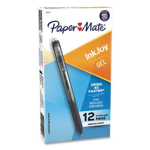 InkJoy Gel Pen, Retractable, Medium 0.7 mm, Black Ink, Black Barrel, Dozen-(PAP1951719)
