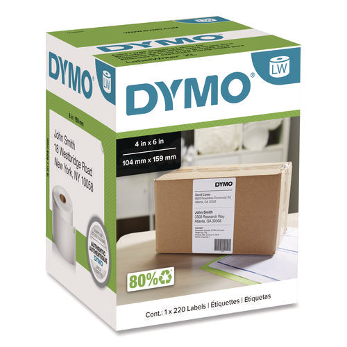 LabelWriter Shipping Labels, 4" x 6", White, 220 Labels/Roll-(DYM1744907)