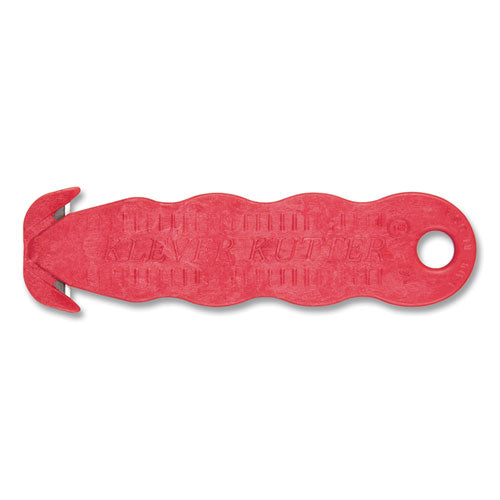 Klever Kutter Safety Cutter, 3 Razor Blades, 1" Blade, 4" Plastic Handle, Red-(SJMKK403)