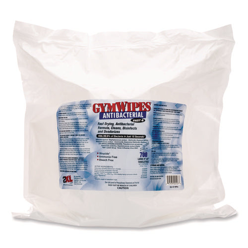 Antibacterial Gym Wipes Refill, 1-Ply, 6 x 8, Unscented, White, 700 Wipes/Pack, 4 Packs/Carton-(TXLL101)