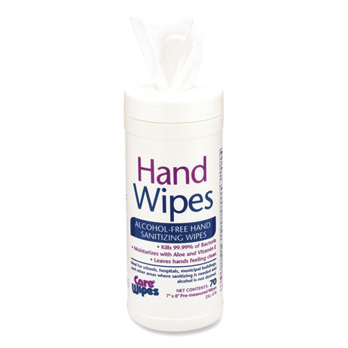 Alcohol Free Hand Sanitizing Wipes, 8 x 7, White, 70/Canister, 6 Canisters/Carton-(TXL470)