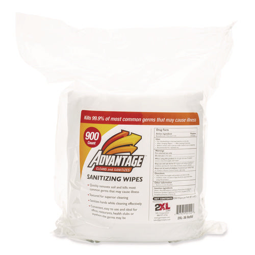 Gym Wipes Advantage, 1-Ply, 6 x 8, Unscented, White, 900/Roll, 4 Rolls/Carton-(TXLL36R)