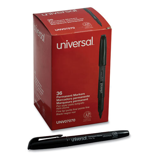 Pen-Style Permanent Marker Value Pack, Fine Bullet Tip, Black, 36/Pack-(UNV07070)