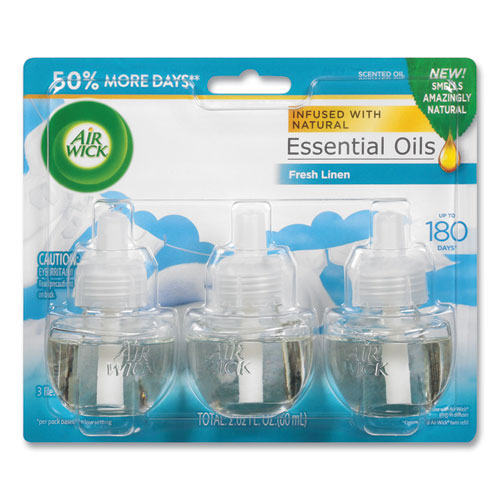 Scented Oil Refill, Warming - Fresh Linen, 0.67 oz, 3/Pack, 6 Packs/Carton-(RAC92858)