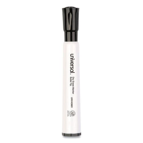 Dry Erase Marker, Medium Bullet Tip, Black, Dozen-(UNV43681)