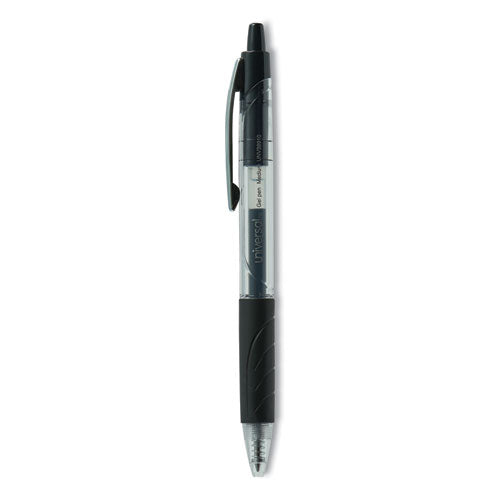 Comfort Grip Gel Pen, Retractable, Medium 0.7 mm, Black Ink, Clear/Black Barrel, 36/Pack-(UNV39910)