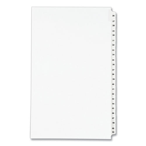 Preprinted Legal Exhibit Side Tab Index Dividers, Avery Style, 25-Tab, 26 to 50, 14 x 8.5, White, 1 Set, (1431)-(AVE01431)